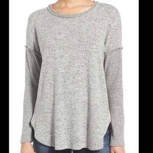 bobeau rib long sleeve fuzzy top